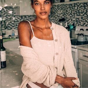Free People Beach Women’s Franny Cardigan Size M Cotton Cream Loungewear